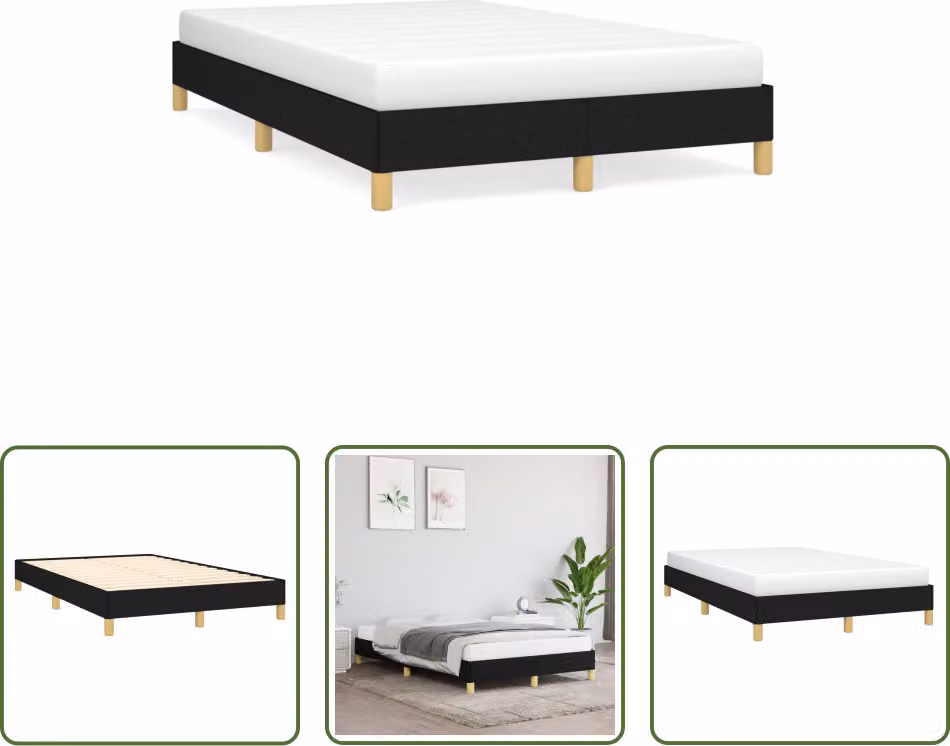 Struttura letto The Living Store in tessuto nero 120x190 cm