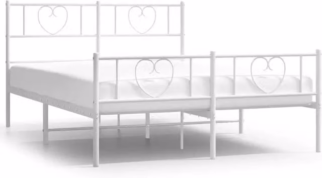 Letto matrimoniale con testiera e pediera in metallo bianco L/P/H: 160 x 200 x 90 cm