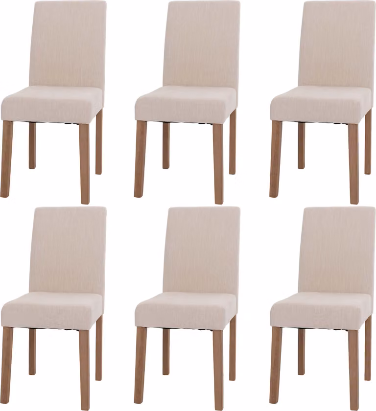 Set di 6 sedie da pranzo classiche e intramontabili | A x L x P 90 x 42 x 50 cm | Altezza seduta 47 cm | Tessuto/textile ciniglia Legno | Gambe color naturale | Crema | Sedia Sedia da cucina Sedia con schienale alto
