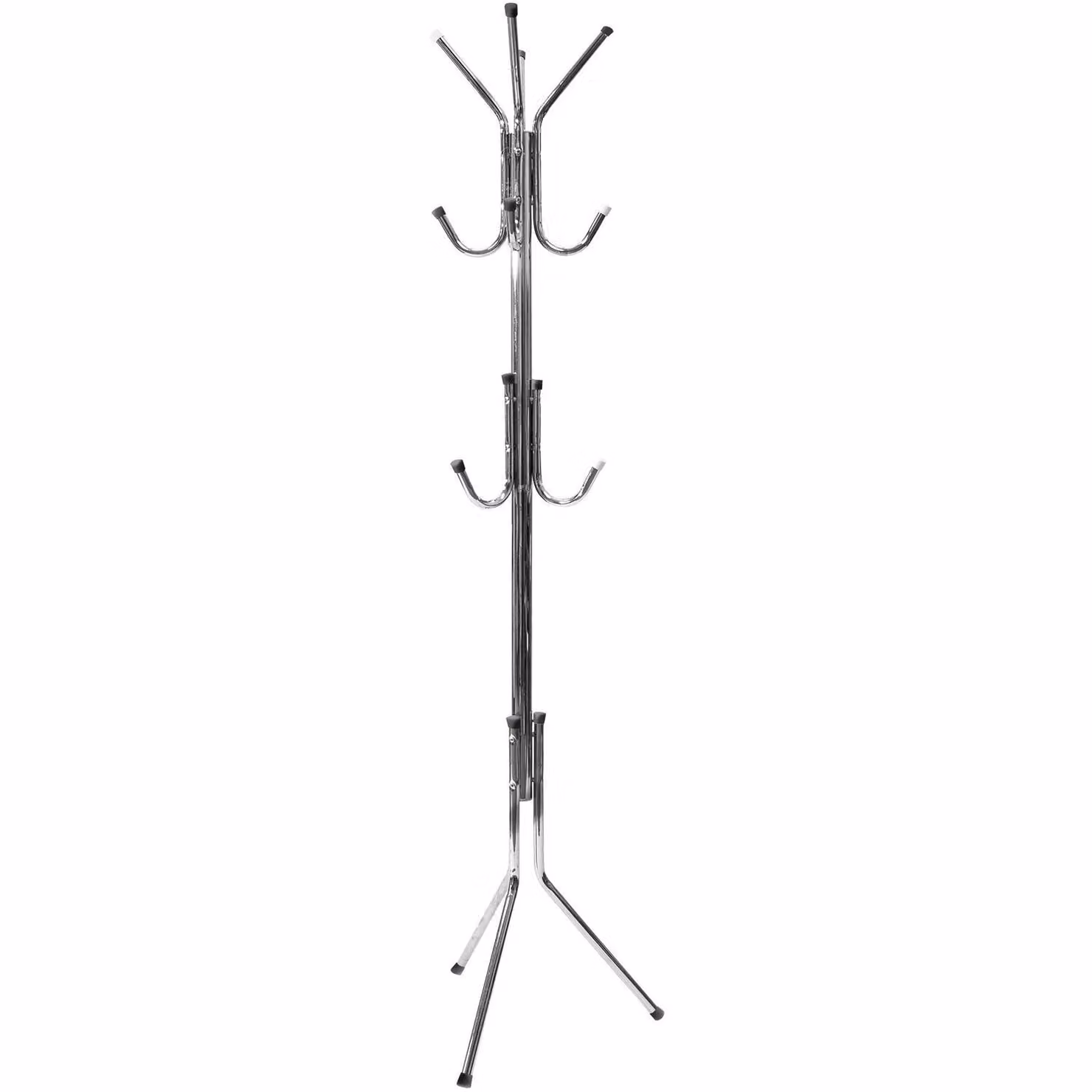 Appendiabiti da terra VESTIAMO CASA in metallo argento lucido con 11 ganci e base a treppiede, Altezza: 170 cm