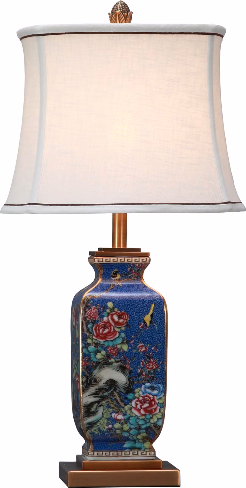 Fine Asianliving Lampada da tavolo cinese in porcellana con paralume E27 Lampada da tavolo orientale in Vetroceramica Lampade da comodino camera da letto soggiorno