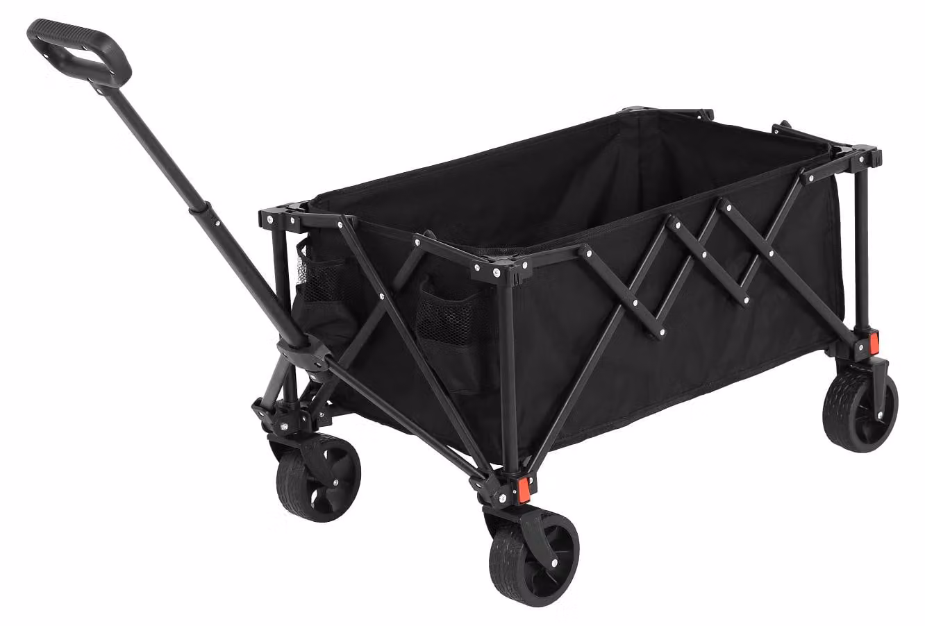 Carrello da giardino pieghevole - Capacità: 80 litri - Colore: nero - Ruote in PVC