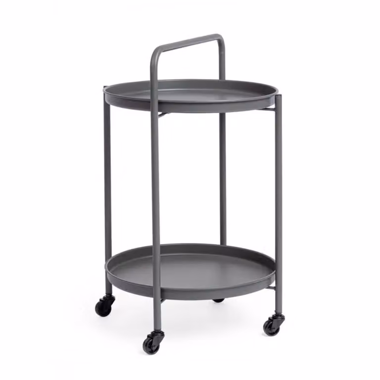 Carrello pieghevole AUSTIN in acciaio antracite, con vassoio