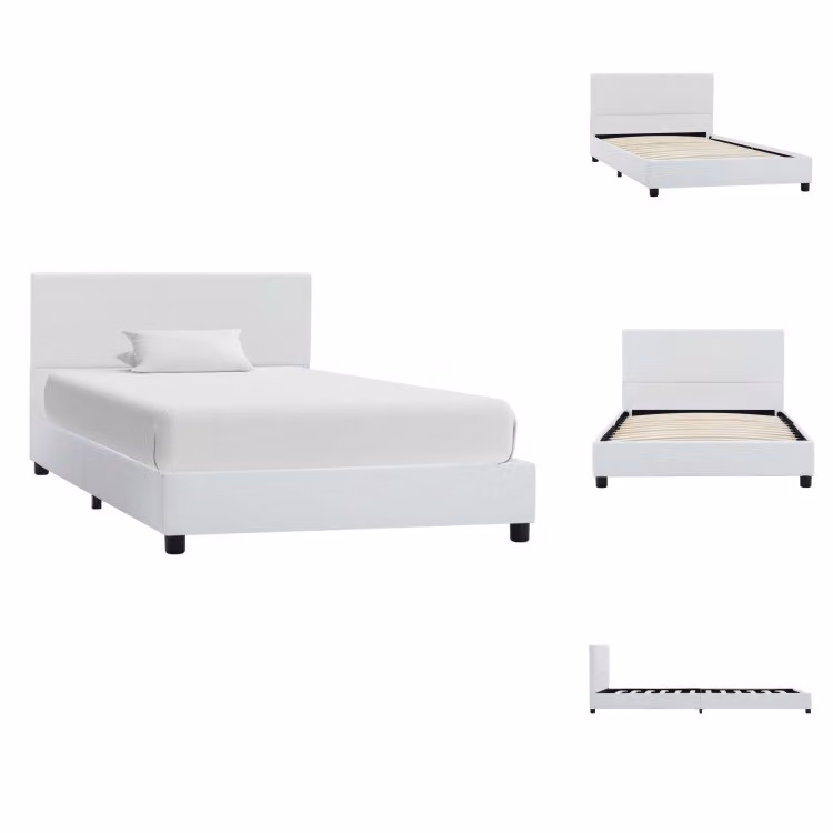 vidaXL Struttura letto in Pelle finta bianca 100x200 cm - Letti e strutture letto