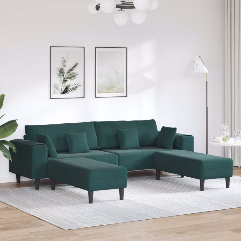 vidaXL Divano Moderno in Velluto Verde con Cuscini per Soggiorno