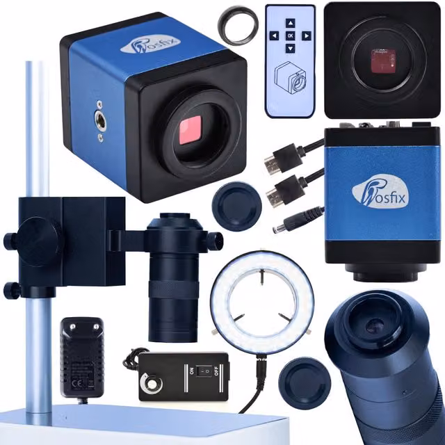 Set Microscopico Draco Blue PRO 4 in 1 – Qualità Immagine FullHD, Obiettivo 100x, Piattaforma Regolabile