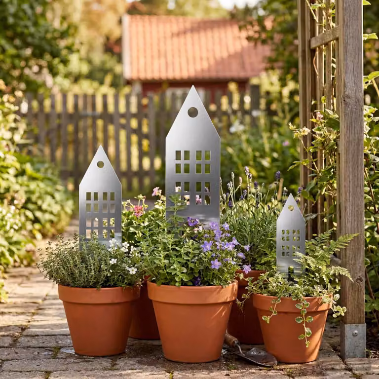 Set di 3 pali da giardino vidaXL in acciaio zincato argento, L/P/H: 41 x 10 x 0,08 cm