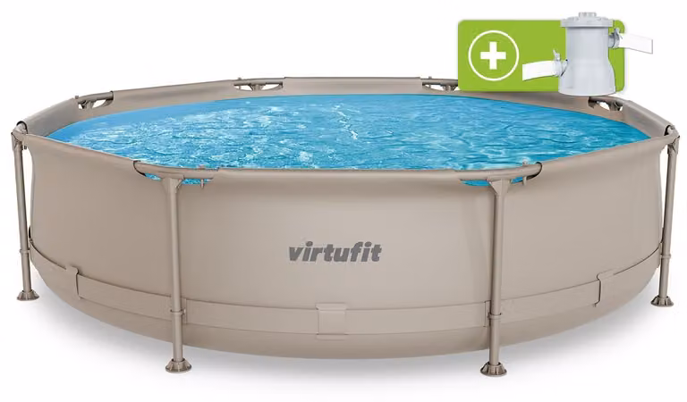 VirtuFit, piscina gonfiabile rotonda - Diametro 305 x 76 cm - Beige - Include pompa filtro