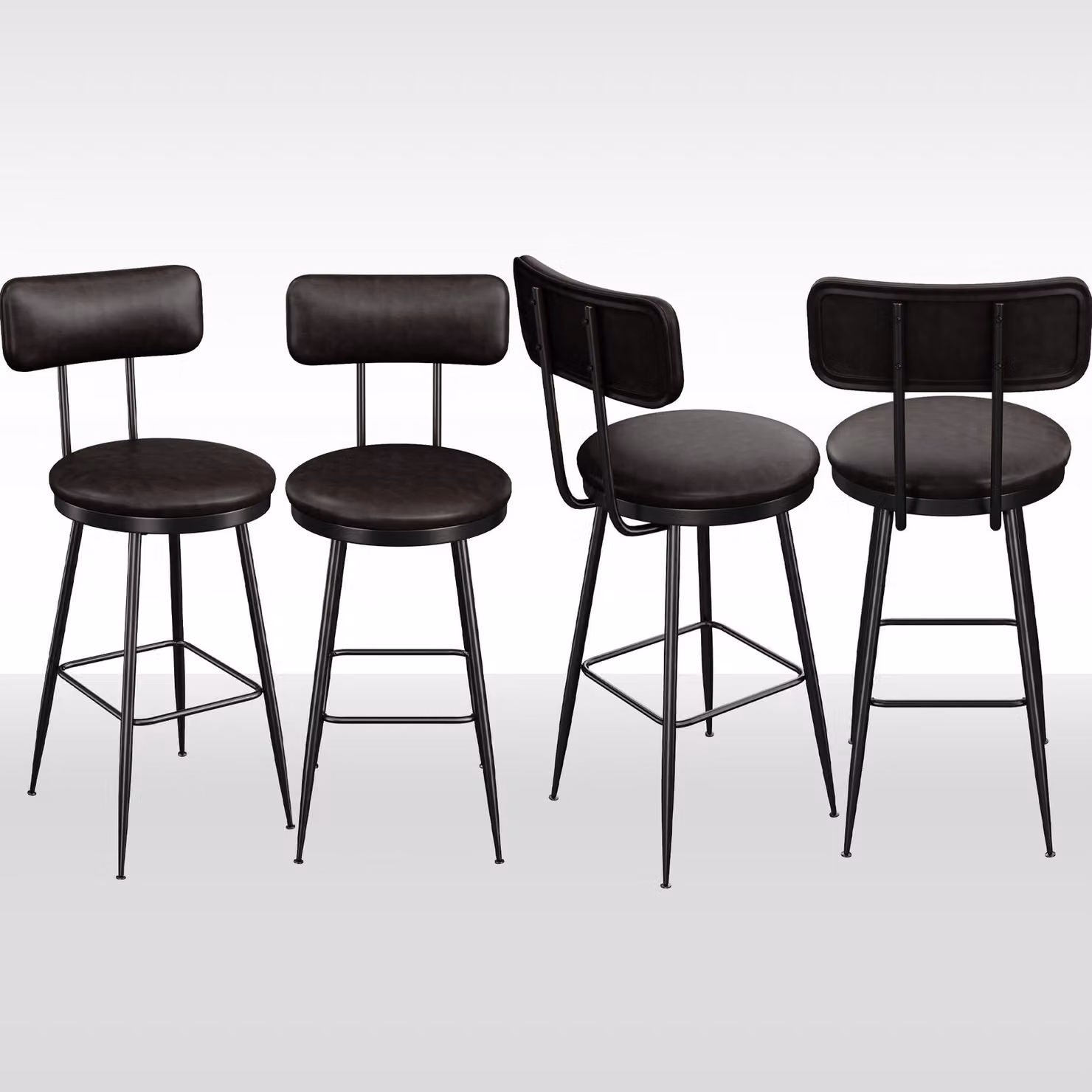 Set di 4 sedie da pranzo UnboxG, set di sedie da pranzo per cucina, sala da pranzo, sedia da pranzo in Pelle finta con schienale alto, moderna (pelle nera PU, set di 6)