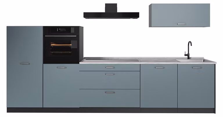 Cucina componibile Vicco R-Line Grigio-blu/Antracite 340 cm senza piano di lavoro, Model 67292