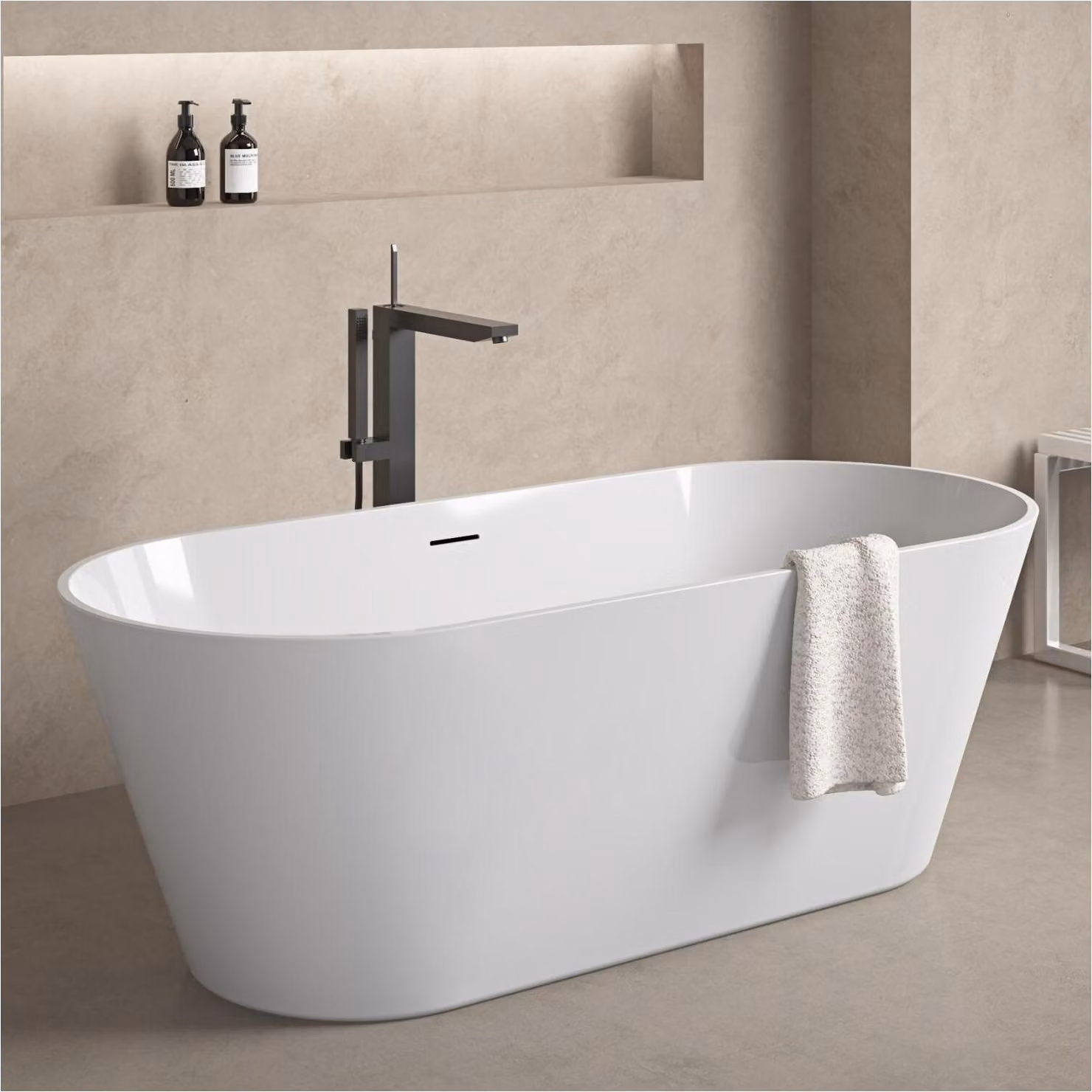 Vasca da bagno autoportante SERENA in acrilico bianco da 170 cm