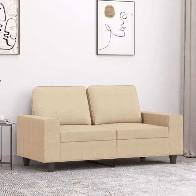 Divano a 2 Posti-Sofa 2 Posti Crema 120 cm in Tessuto 924985