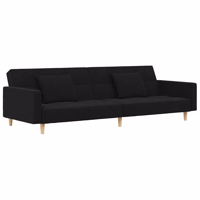 Divano letto | Sof¨¤ letto | Letto singolo a 2 Posti con 2 Cuscini Nero in Tessuto