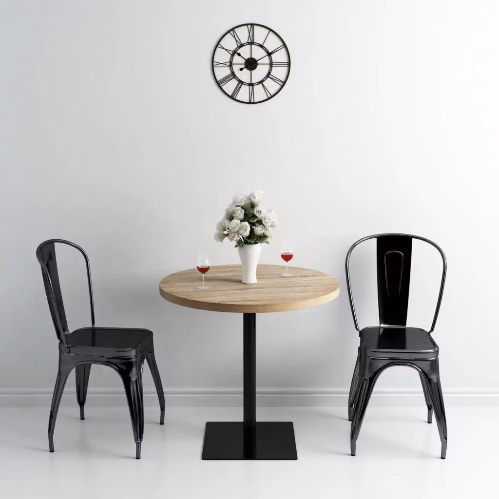 Tavolo Bistrot Rotondo Moderno in MDF e Metallo Colore Marrone L: 80 cm, H: 75 cm – 2