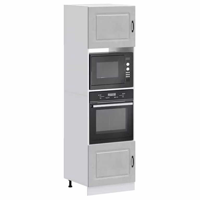 Set di 2 armadi per elettrodomestici vidaXL Kalmar in legno multistrato e MDF, colore grigio cemento opaco