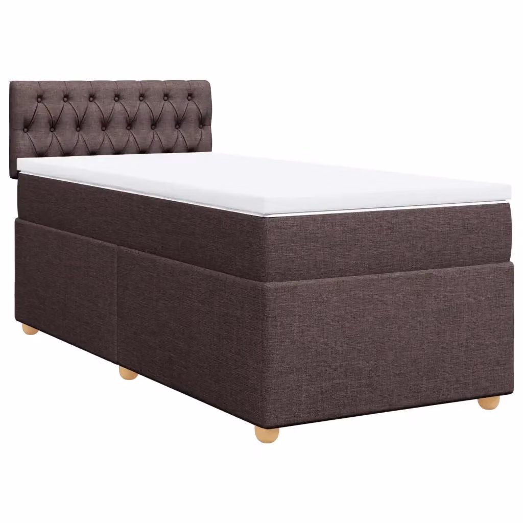 Letto a molle vidaXL con materasso in tessuto marrone e bianco, L/P: 90 x 200 cm – 2