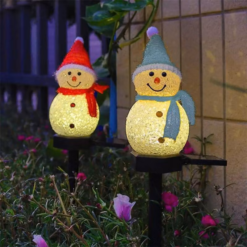 Confezione da 2 luci da giardino a forma di pupazzo di neve solare, LED, 47 cm