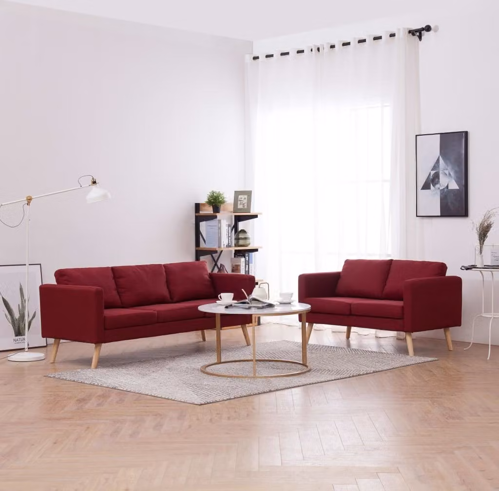 Maison Exclusive - Set Divani 2 pz in Tessuto Rosso Vino