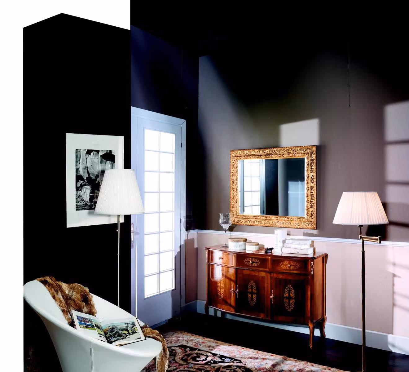 Luxus 2 tlg Set Designer Kommode und Spiegel Italienische Möbel Stil Barock