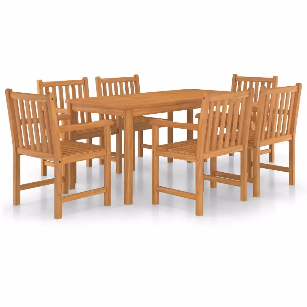 Set da pranzo da giardino vidaXL in legno di teak marrone, 7 pezzi, L: 160 cm, P: 80 cm – 2