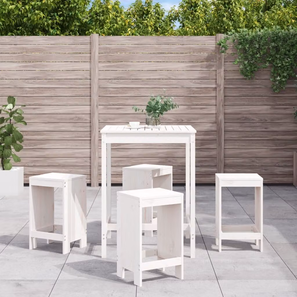 Maison Exclusive - Set Bar da Giardino 5 pz Bianco in Legno Massello di Pino