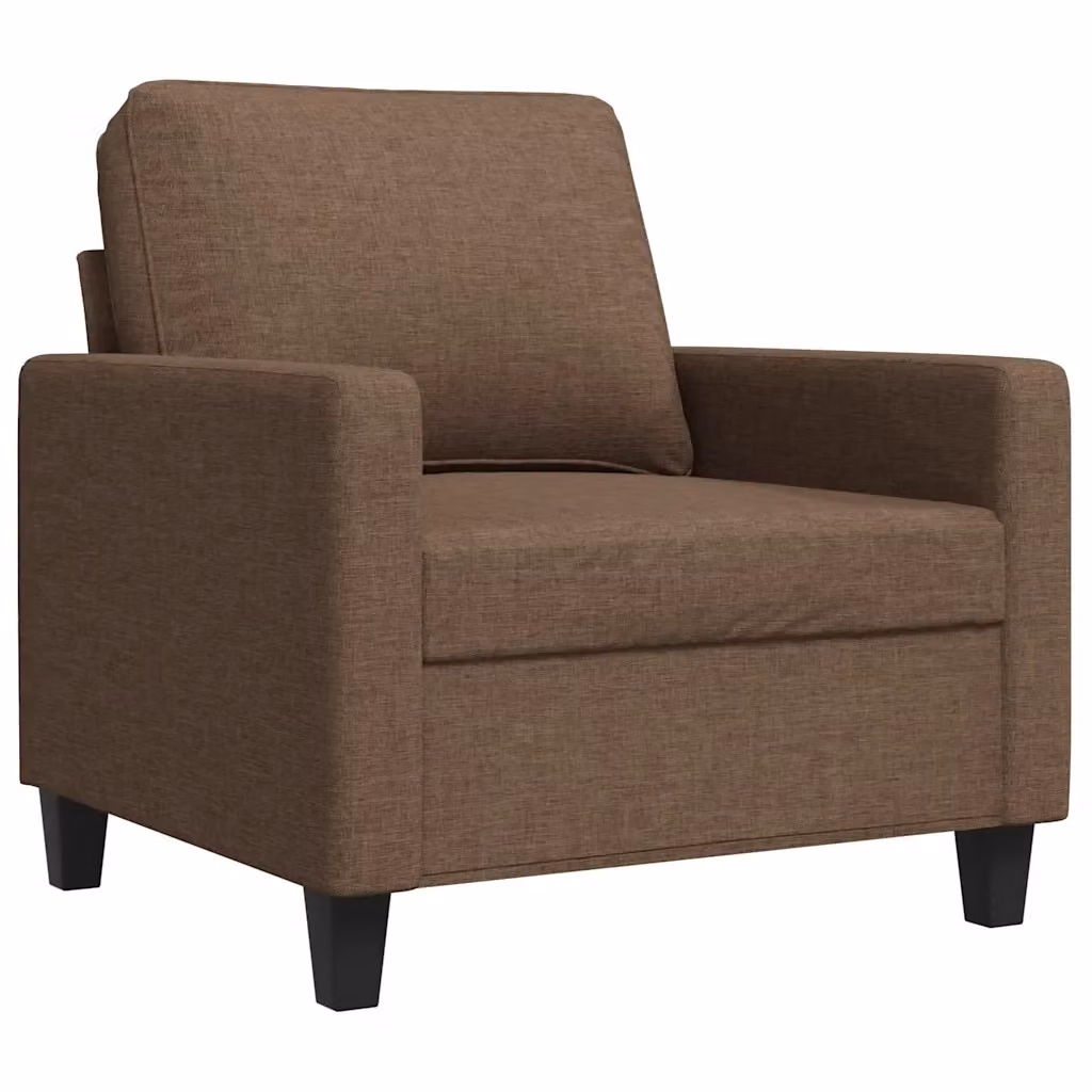 Poltrona moderna vidaXL in tessuto marrone con struttura in metallo e braccioli – 2