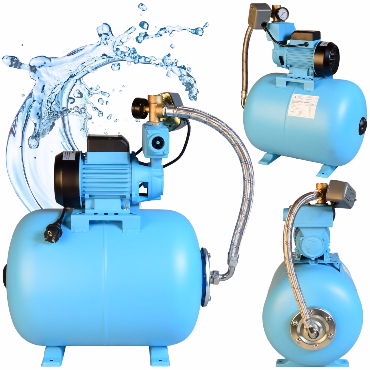 Set Idroforo Serbatoio d'acqua 50L + Pompa WZP 750 750W 3000L/H + Accessori + Tubo flessibile