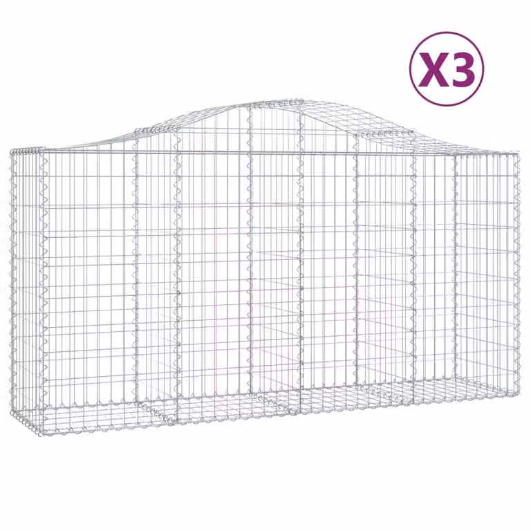 Cesti Gabbioni ad Arco 3 pz 200x50x100/120 cm Ferro Zincato
