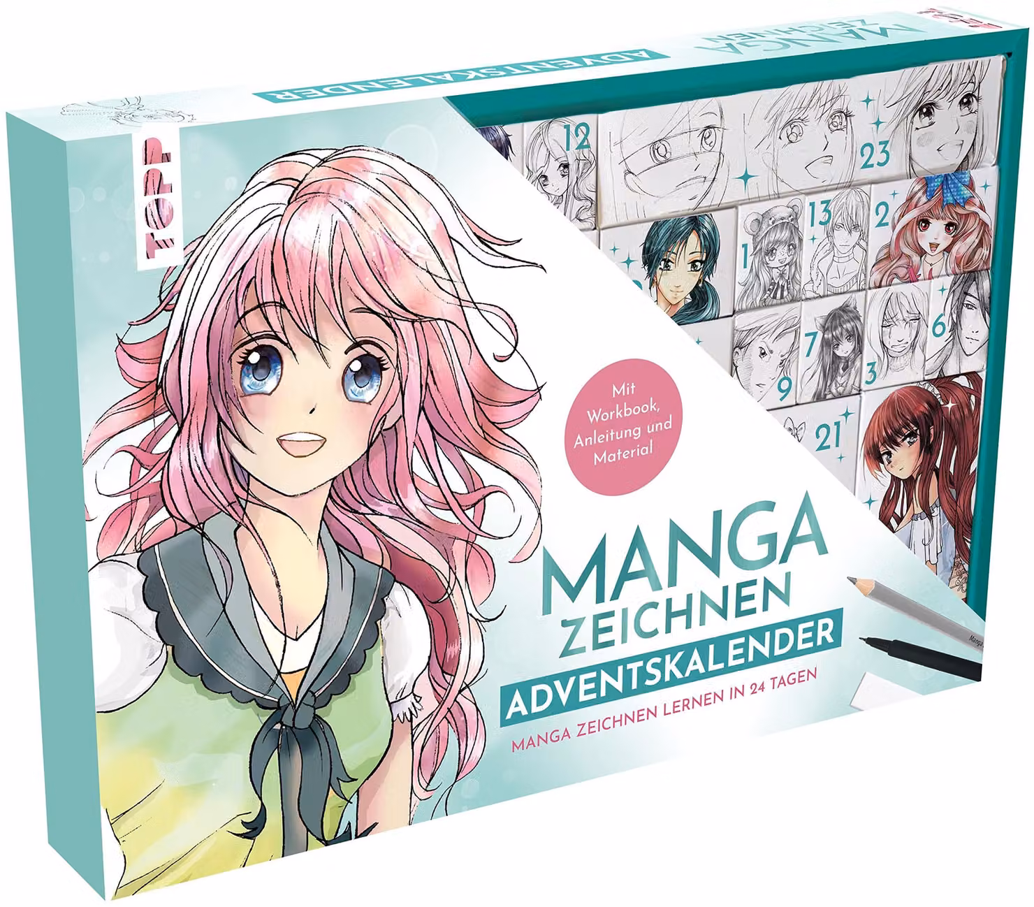 Solidchoice - Calendario dell'Avvento per disegnare manga, completo di materiali