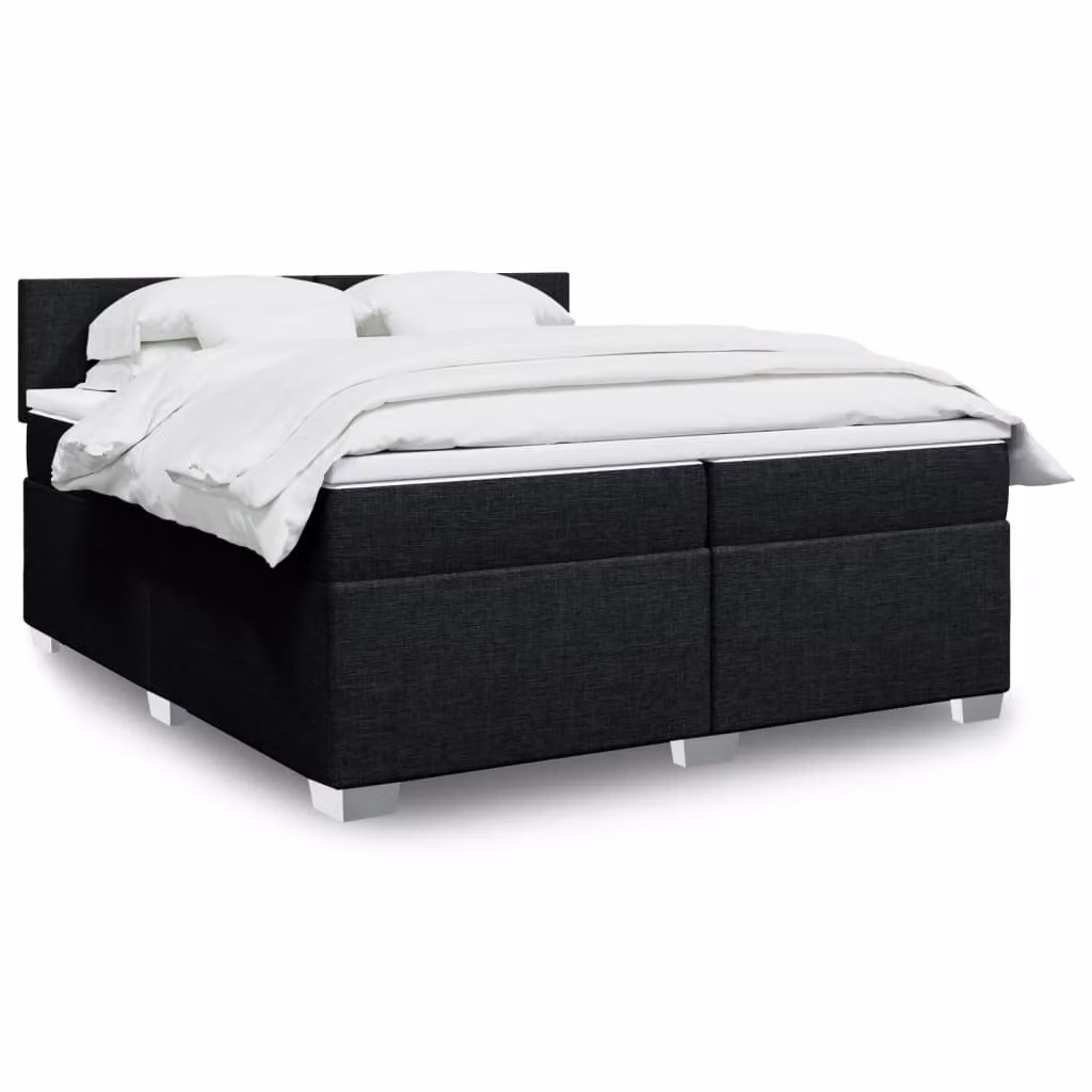 vidaXL Giroletto a Molle Ibrido con Materasso in Tessuto Nero 200 x 200 cm