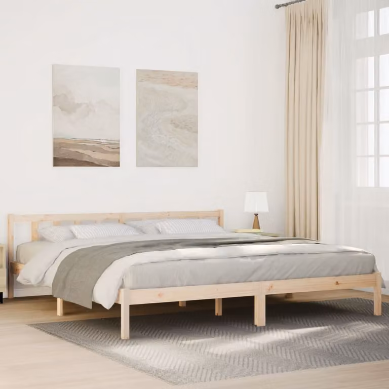 Letto extra lungo vidaXL in legno di pino naturale stile rustico L/P/H: 180 x 225,5 x 69,5 cm