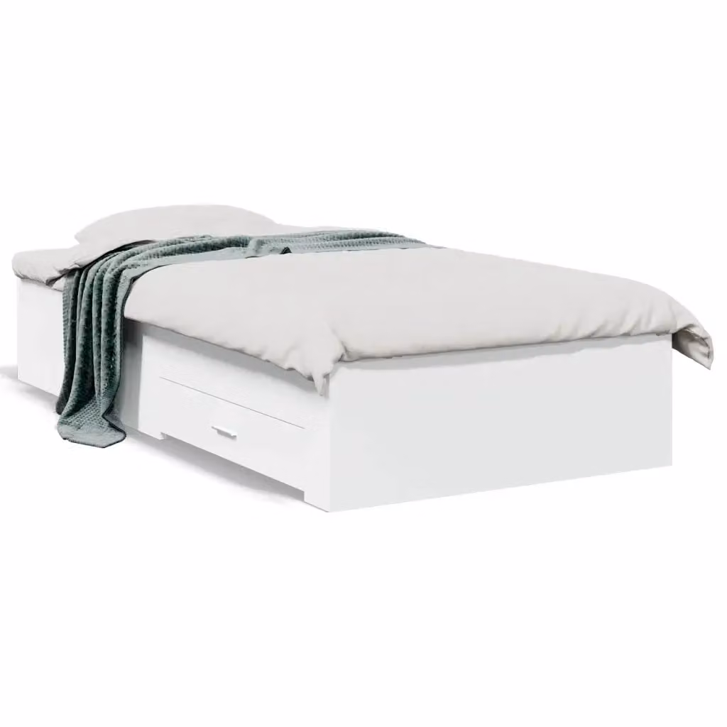 vidaXL Giroletto con Cassetti Bianco in Legno Multistrato L: 90 cm, P: 200 cm, H: 103 cm – 2