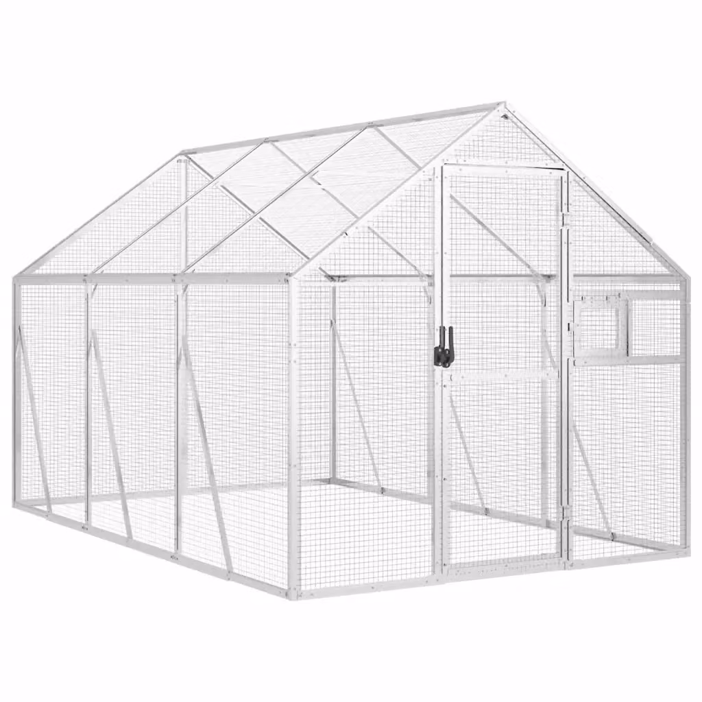Voliera vidaXL in alluminio color argento L: 300 cm, P: 179 cm, H: 185 cm – 2