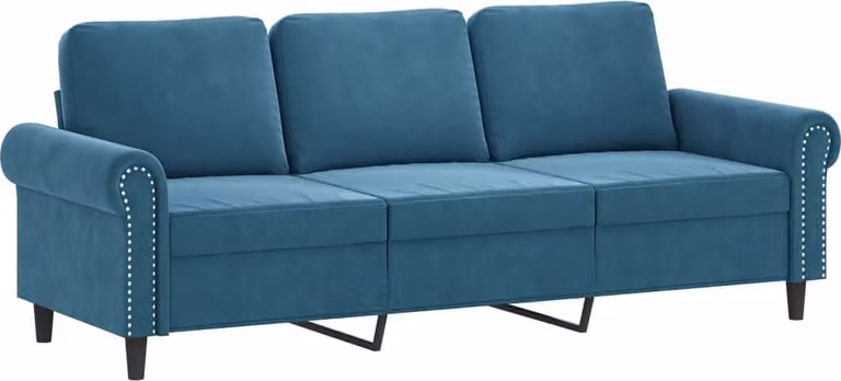 Divano a 3 Posti Blu 180 cm in Velluto