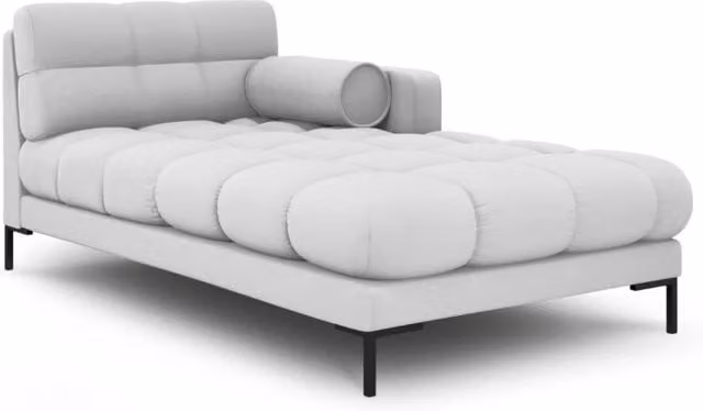 Chaise longue destra Bali di Cosmopolitan Design in tessuto grigio chiaro e bianco con struttura in metallo e imbottitura in schiuma L/P/H: 164 x 102 x 75 cm