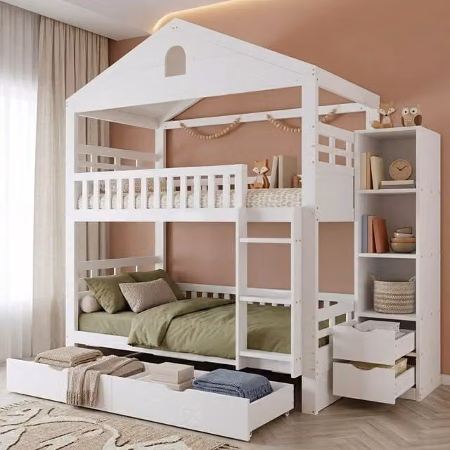 letto a castello in legno bianco 101 x 245 cm