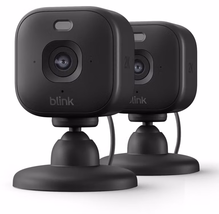 Blink Mini 2K+ 2er Pack, Telecamera di sicurezza IP, Interno, Wireless, Da tavolo, Nero, Cubo