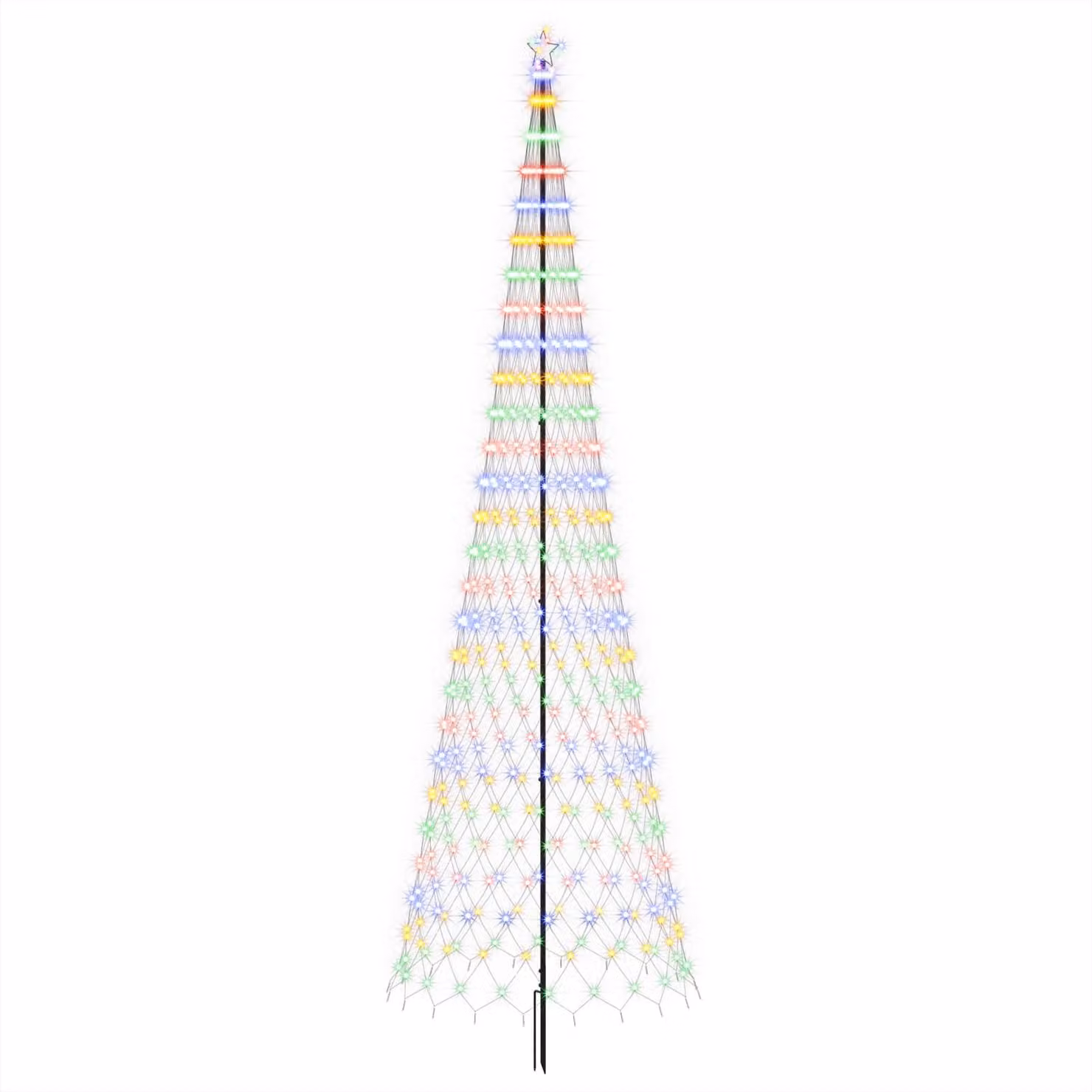 Albero di Natale a LED, altezza 500 cm, 550 LED, multicolore, struttura in ferro nero