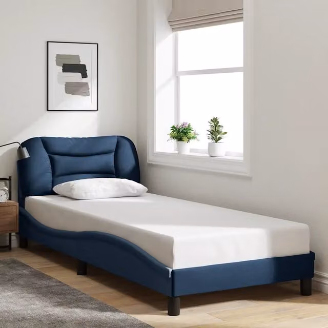 Giroletto senza Materasso-Struttura Letto Hvar Blu 90x200 cm in Tessuto