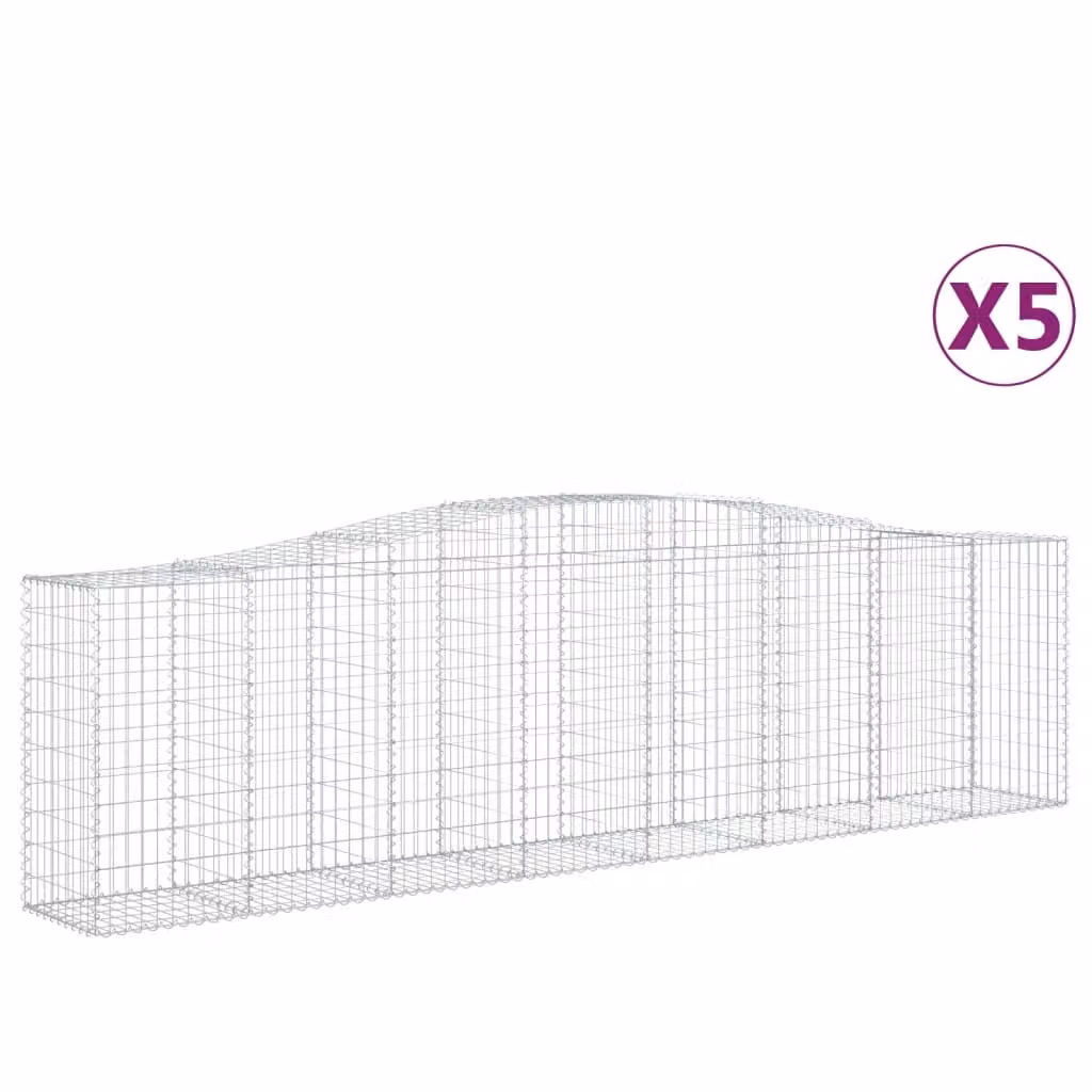 Cesti Gabbioni ad Arco 5 pz 400x50x100/120 cm Ferro Zincato