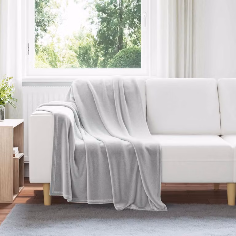 Set di 6 coperte in pile vidaXL grigie, L 130 cm x P 150 cm