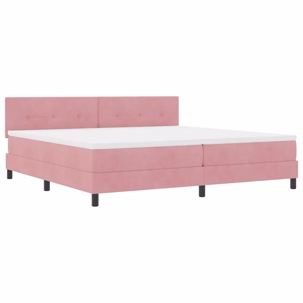Letto a molla con illuminazione LED e testiera in velluto rosa vidaXL L/P/H: 200 x 200 x 203 cm – 2