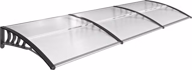 Tenda da sole curva Outsunny in policarbonato trasparente e alluminio, L 122 x P 89 x H 24 cm