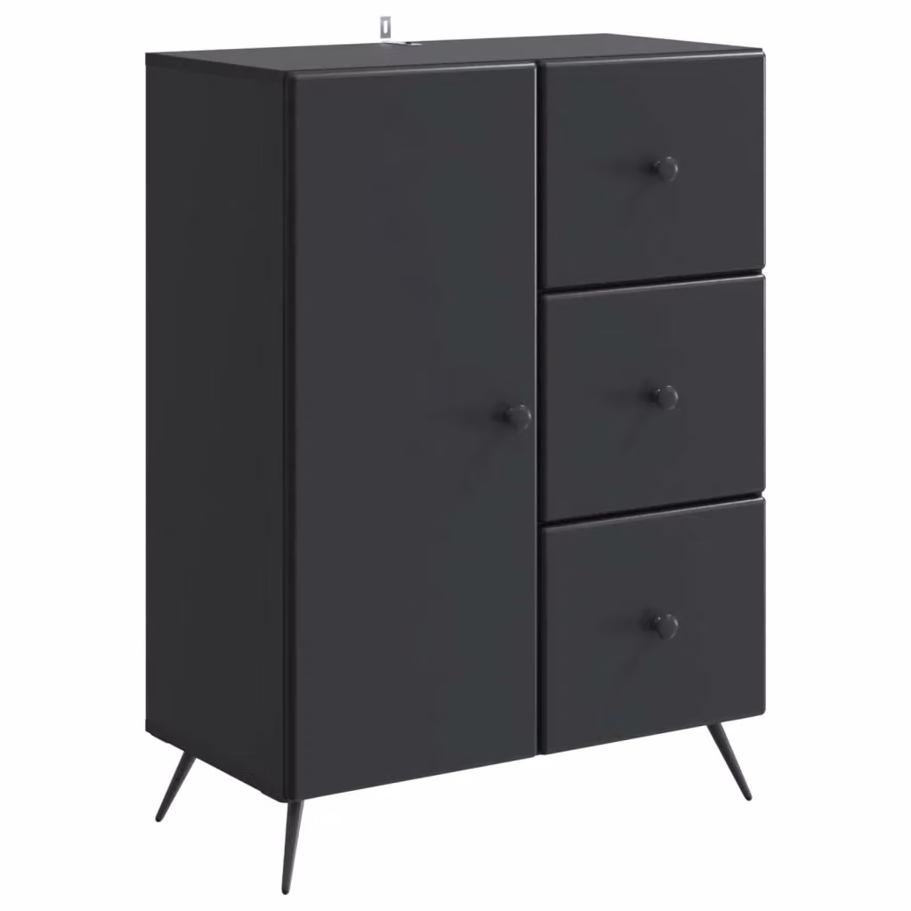 Credenza moderna nera in legno MDF per soggiorno e sala da pranzo L 66 cm, P 34,5 cm, H 90 cm – 2