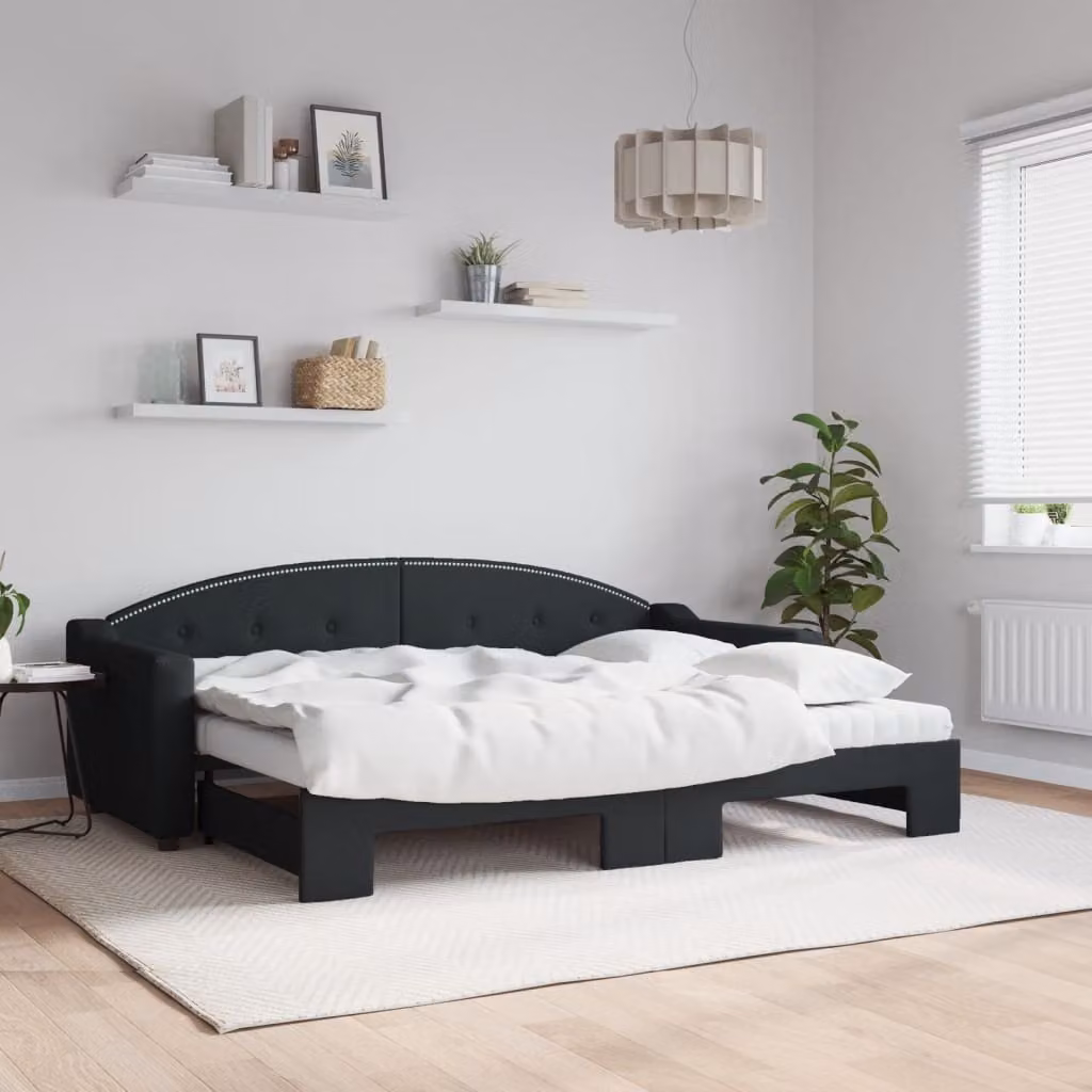Maison Exclusive - Divano letto estraibile con materassi, nero, 80x200 cm, tessuto