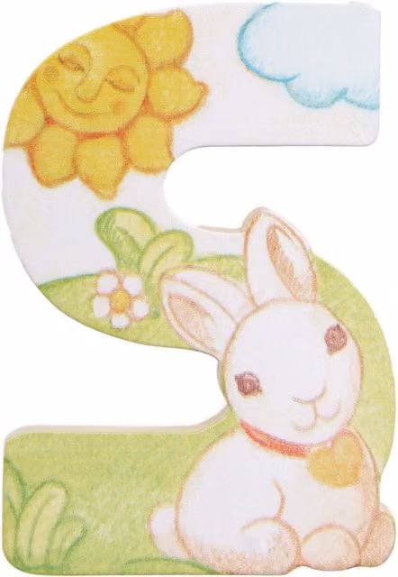 Lettera S in legno multicolore da parete THUN con decorazioni floreali