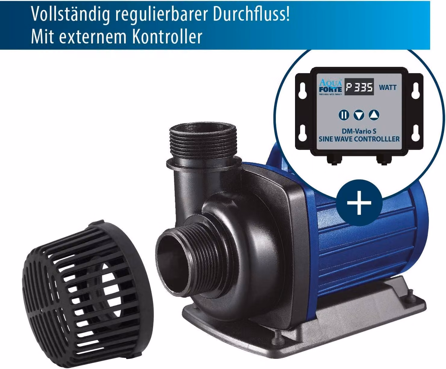 Pompa filtro/pompa per laghetto DM-22.000 Vario S, da 70 a 200 W, con altezza di sollevamento di 7,5 m, regolabile tramite controller esterno. Ideale come pompa per laghetto o come pompa per creare corsi d'acqua.