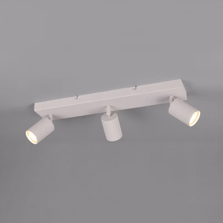 Trio Lighting Faretto da soffitto Soka, grigio chiaro, lunghezza 50 cm, metallo, a 3 luci. dimmerabile, Alluminio / Grigio / Zincato, Soggiorno / Sala da pranzo, Metallo, Moderno, Faretto alogeno