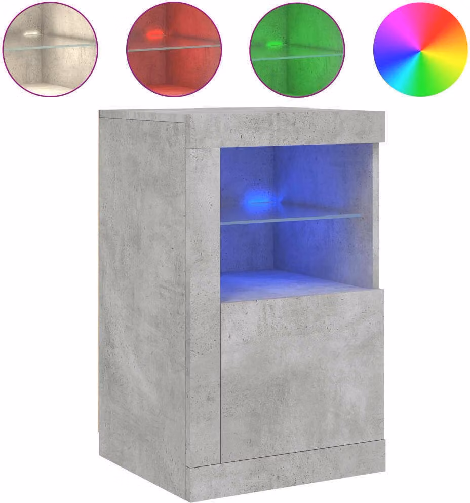 Armadietto con Luci LED Grigio Cemento in Legno Multistrato