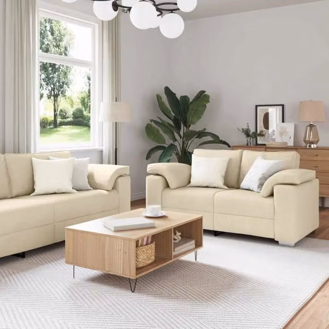 Set di 2 divani vidaXL in tessuto beige per soggiorno o giardino – 1